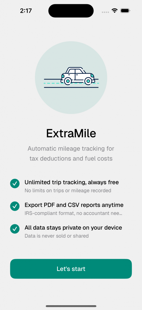 ExtraMile drive tracking app